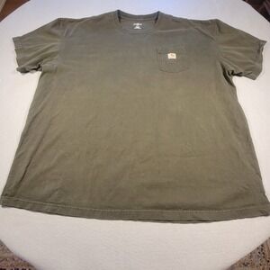 Carhartt Short Sleeve Pocket T Shirt Olive Green Mens Size 4XL Cotton Work Shirt